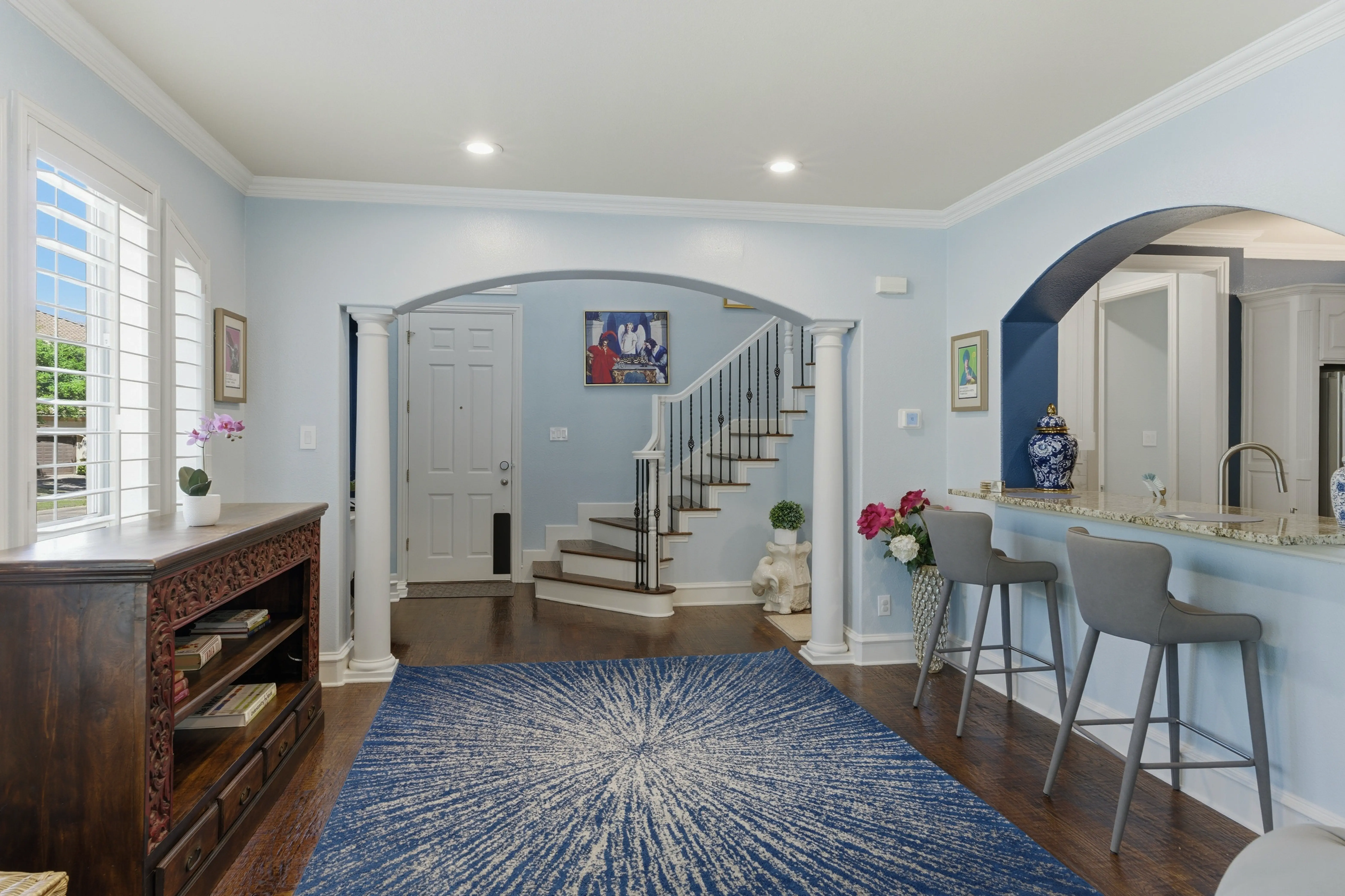 View from living room to foyer